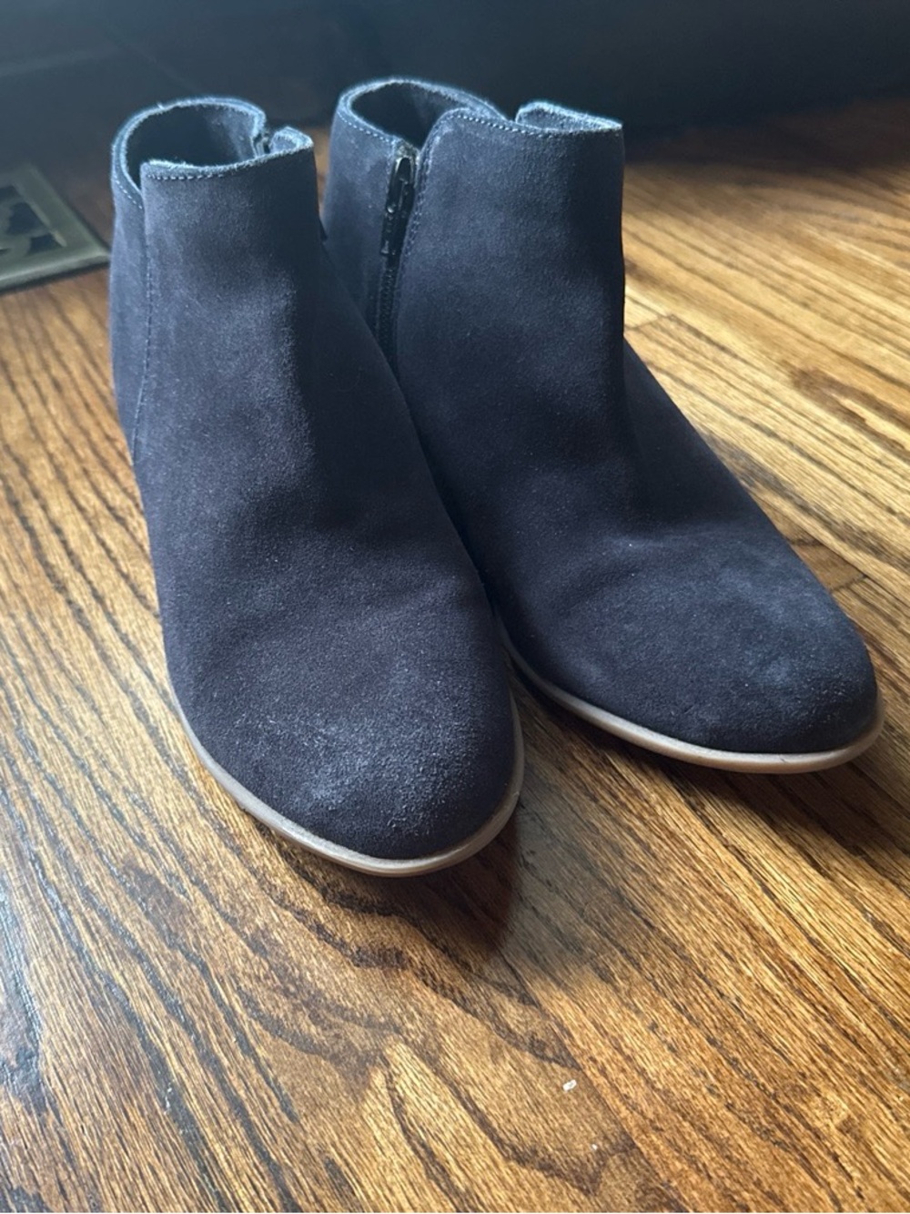 Dibs Women's navy blue Suede Ankle Booties - Classic Zip Side